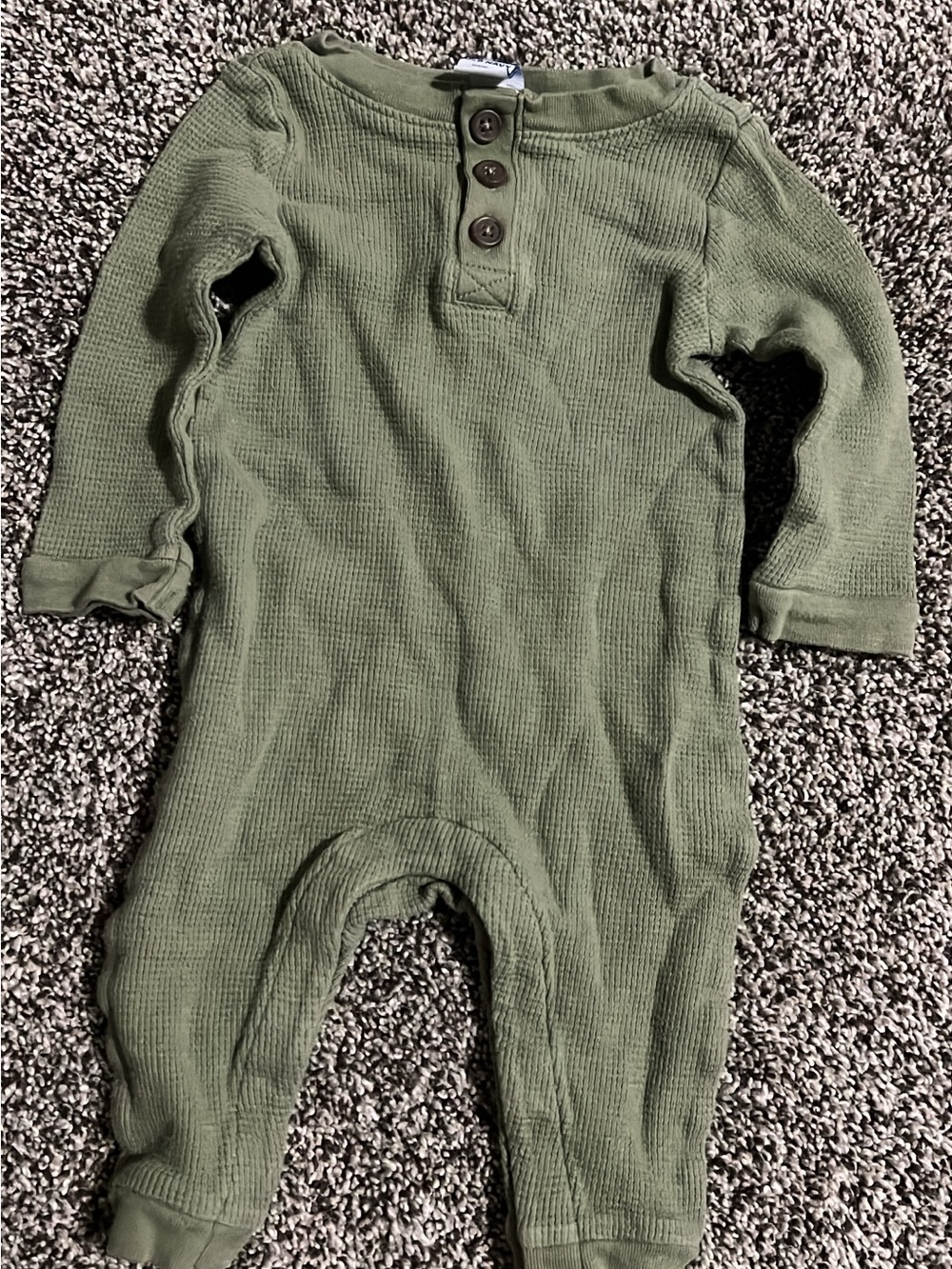 Old Navy Olive Green Waffle Knit Long-Sleeve One-Piece
